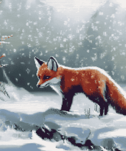 Aesthetic Fox in Snow Diamond Painting