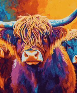 Aesthetic Highland Cattle Diamond Painting