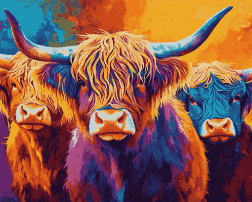 Aesthetic Highland Cattle Diamond Painting