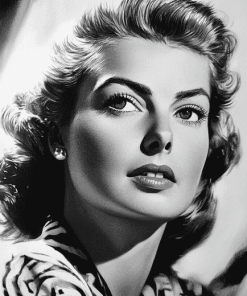 Aesthetic Ingrid Bergman Monochrome Diamond Painting