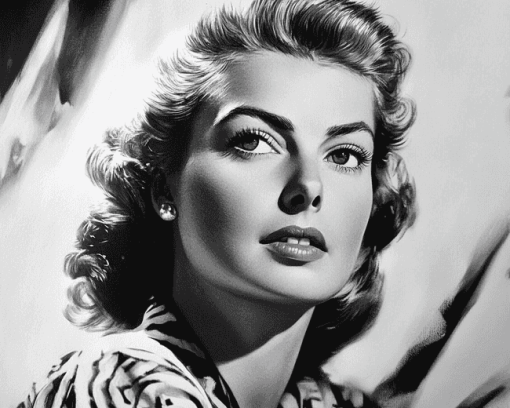 Aesthetic Ingrid Bergman Monochrome Diamond Painting