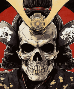 Aesthetic Japanese Samurai Skull Diamond Painting