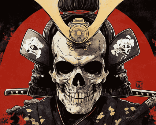 Aesthetic Japanese Samurai Skull Diamond Painting