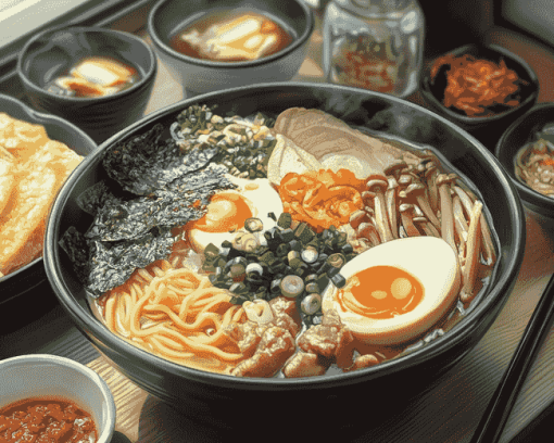 Aesthetic Korean Ramen Meals Diamond Painting