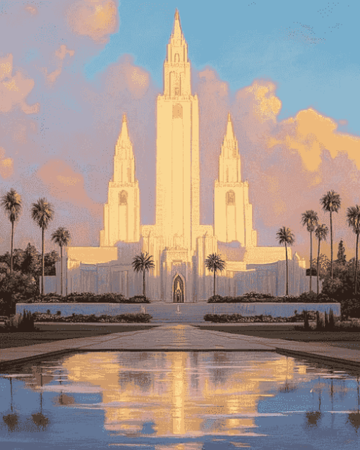 Aesthetic Los Angeles Sunset Temple Diamond Painting