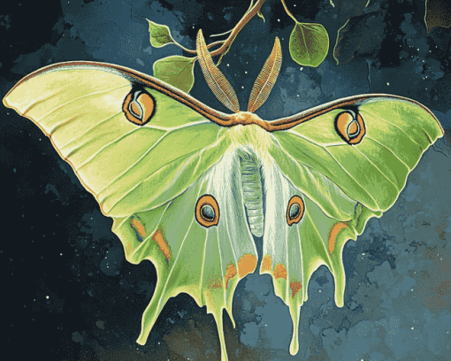 Aesthetic Luna Moth Diamond Painting