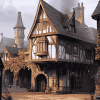 Aesthetic Medieval Inn Building Diamond Painting