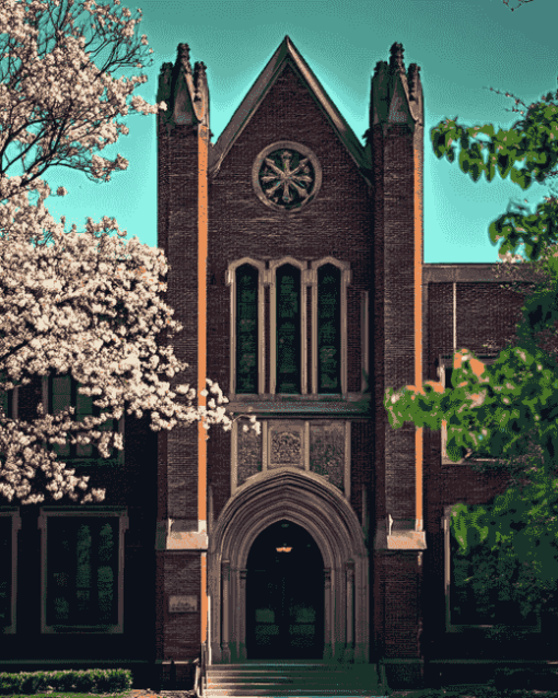 Aesthetic Michigan State University Buildings Diamond Painting