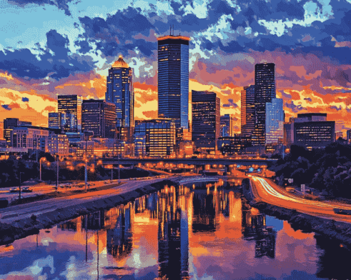 Aesthetic Minneapolis Skyline Diamond Painting