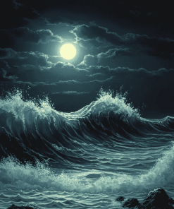 Aesthetic Moonlit Ocean Waves Diamond Painting