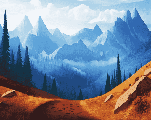 Aesthetic Mountain Path Diamond Painting