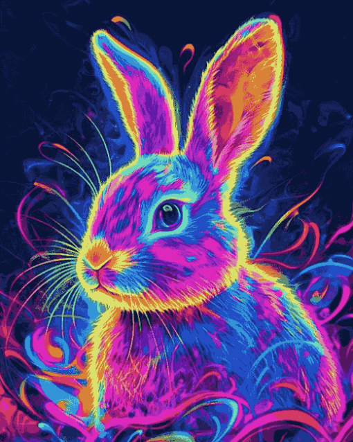 Aesthetic Neon Rabbit Diamond Painting