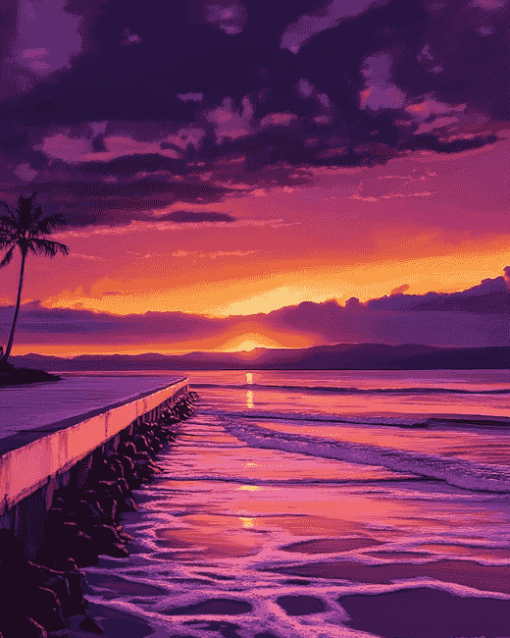 Aesthetic Ocean Sunset Diamond Painting