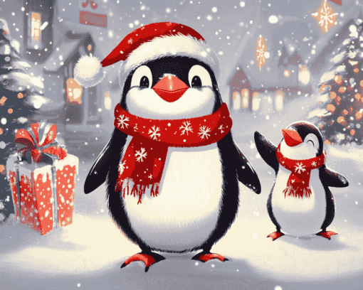 Aesthetic Penguin Christmas Diamond Painting