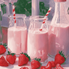 Aesthetic Pink Strawberry Milk Diamond Painting