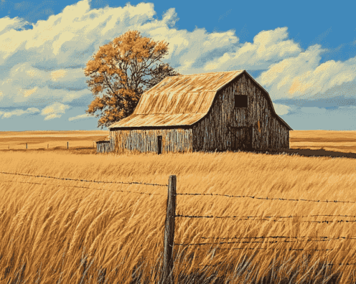 Aesthetic Prairie Barns Diamond Painting