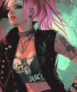 Aesthetic Punk Girl Animation Diamond Painting