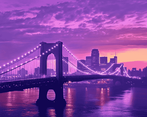 Aesthetic Purple Cityscape Diamond Painting