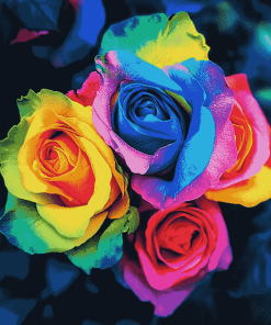 Aesthetic Rainbow Roses Diamond Painting