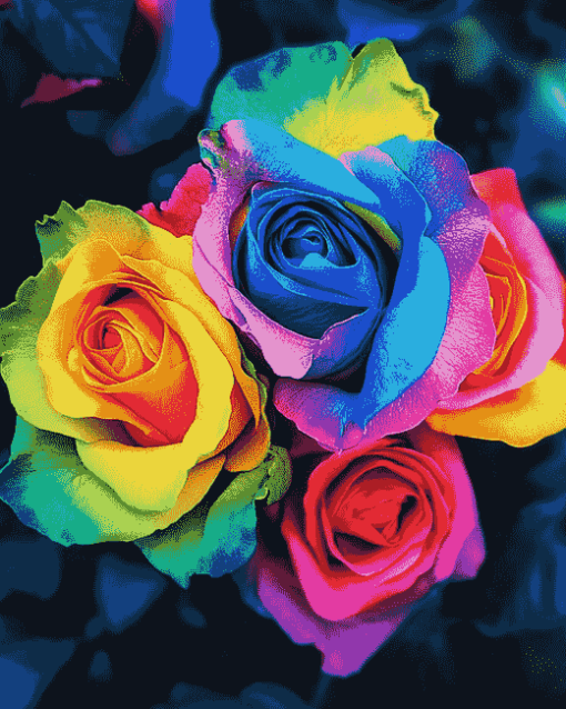 Aesthetic Rainbow Roses Diamond Painting