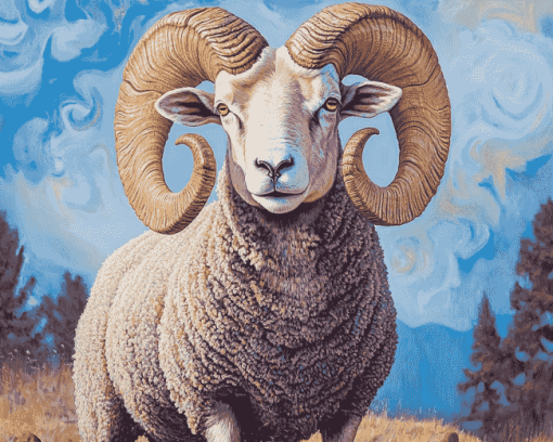 Aesthetic Ram Sheep Diamond Painting