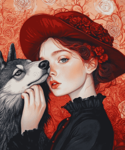 Aesthetic Red Riding Fantasy Diamond Painting