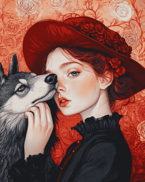 Aesthetic Red Riding Fantasy Diamond Painting