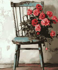 Aesthetic Roses on Chair Diamond Painting