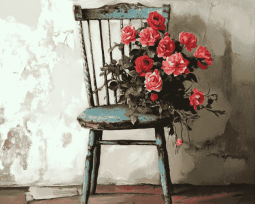 Aesthetic Roses on Chair Diamond Painting