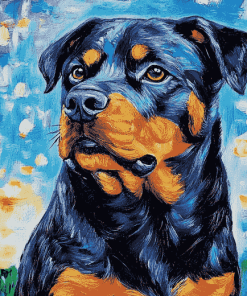 Aesthetic Rottweiler Starry Night Diamond Painting