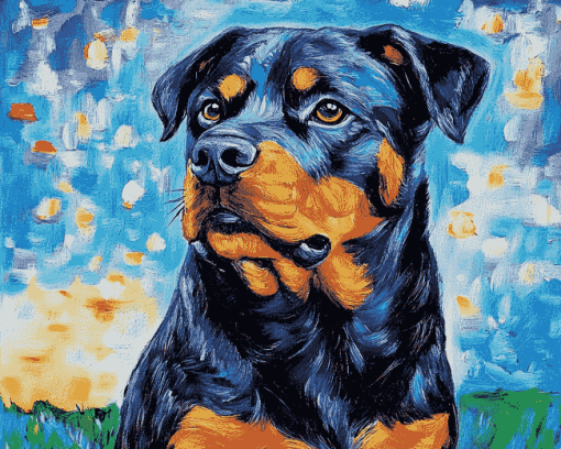 Aesthetic Rottweiler Starry Night Diamond Painting