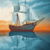 Aesthetic Sail Ship on Ocean Waves Diamond Painting