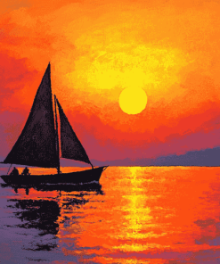 Aesthetic Sailboat Silhouette Diamond Painting