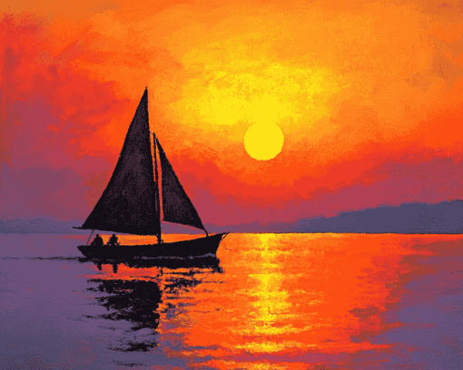 Aesthetic Sailboat Silhouette Diamond Painting