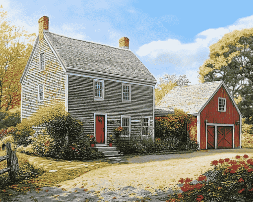 Aesthetic Saltbox House Diamond Painting