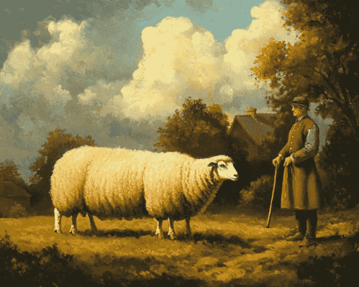 Aesthetic Sheep Portrait Diamond Painting