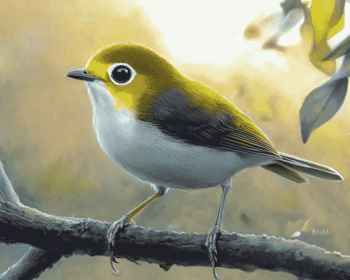 Aesthetic Silvereye Birds Diamond Painting