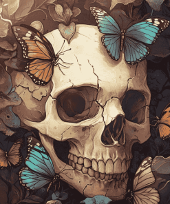 Aesthetic Skull With Butterflies Diamond Painting