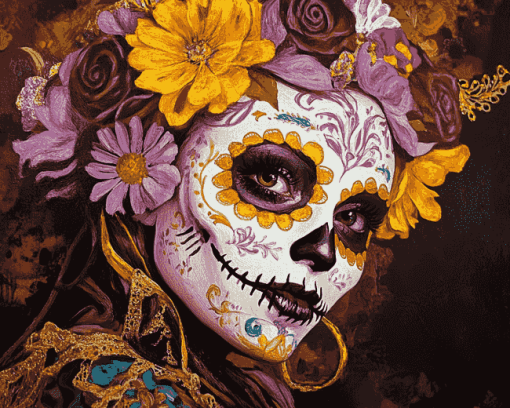 Aesthetic Sugar Skull Girl Diamond Painting