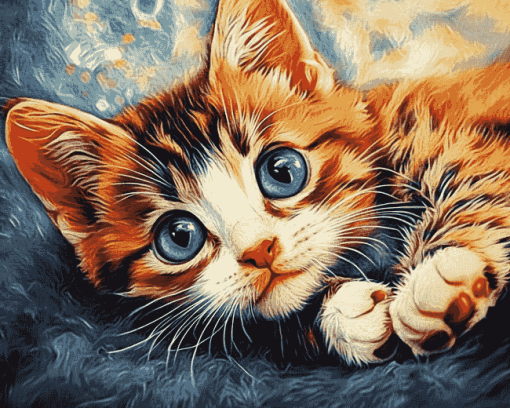 Aesthetic Tabby Kitten Diamond Painting