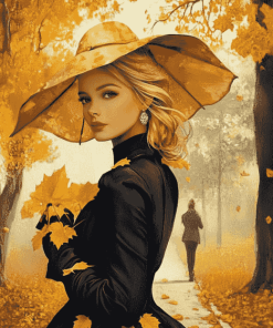 Aesthetic Vintage Autumn Woman Diamond Painting