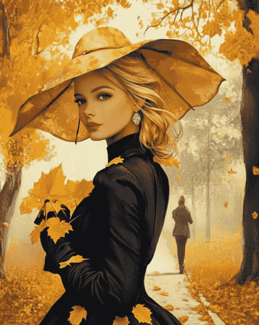 Aesthetic Vintage Autumn Woman Diamond Painting