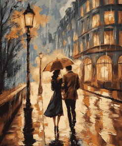 Aesthetic Vintage Walk In The Rain Diamond Painting