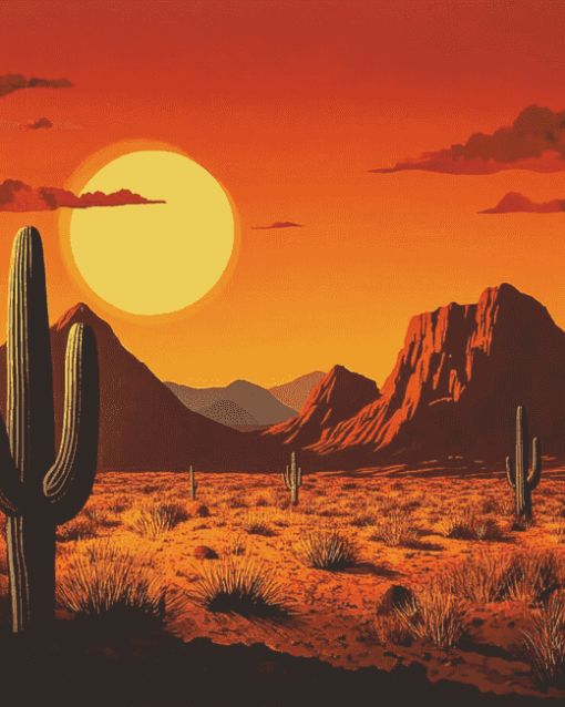 Aesthetic Western Sunset Diamond Painting