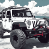 Aesthetic White Jeep Jku Diamond Painting