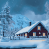 Aesthetic Winter Cabin Norway Diamond Painting