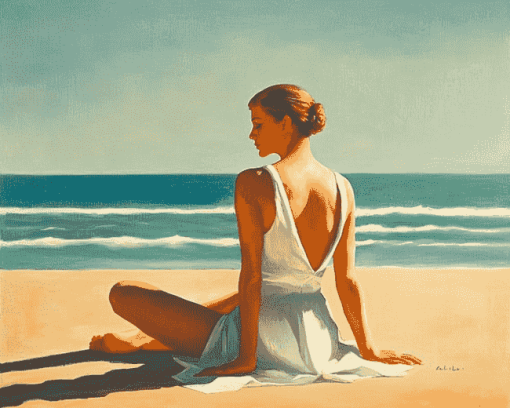 Aesthetic Woman Beach Scene Diamond Painting