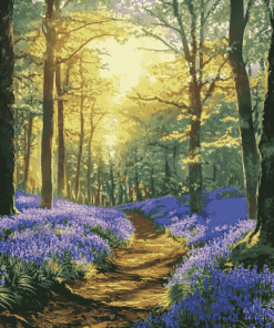 Aesthetic Woodland Bluebell Landscape Diamond Painting