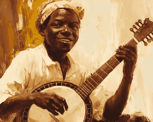 African Banjolele Vintage Diamond Painting