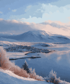 Akureyri Winter Landscape Diamond Painting